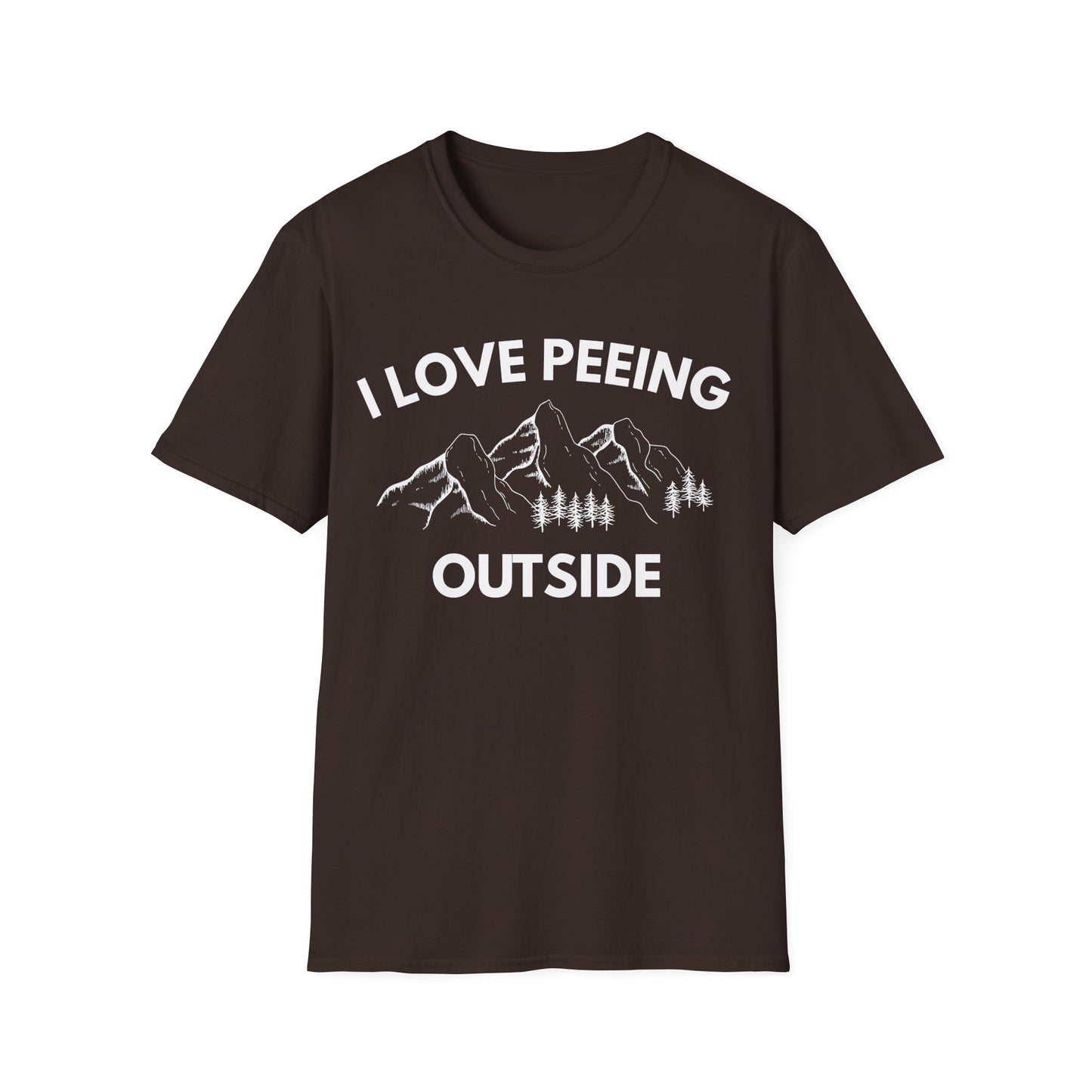 I Love Peeing Outside T-Shirt — Funny Outdoor Camping Tee with Mountain Graphic