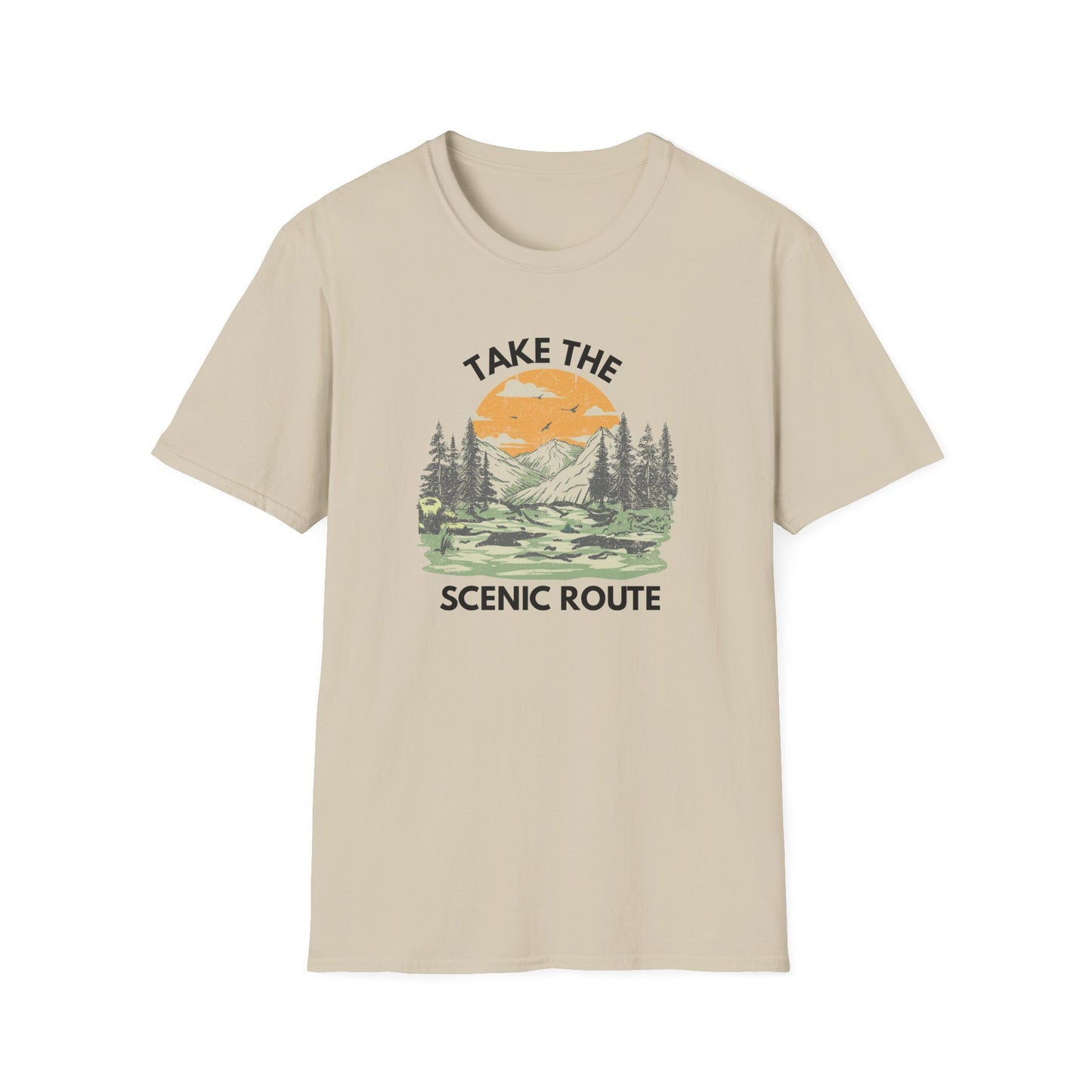 Take The Scenic Route T-Shirt — Vintage Mountain Sunset Outdoor Tee