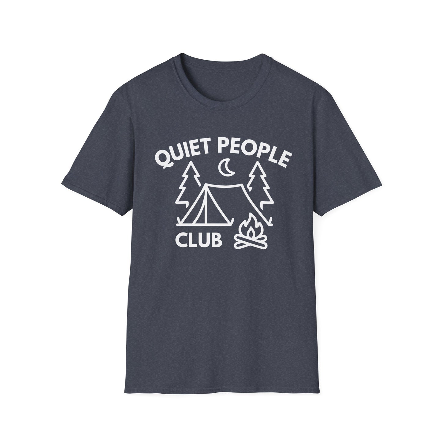 Quiet People Club T-Shirt — Camping Tent Moon Graphic Tee