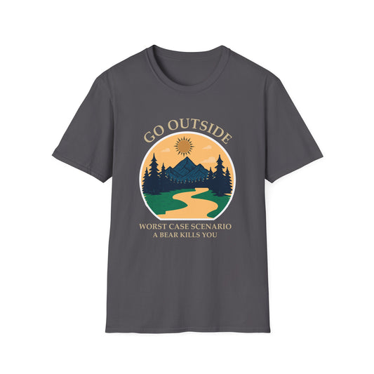 Go Outside Camping T-Shirt - 'Go Outside' Nature Graphic Tee for Hikers & Outdoor Lovers