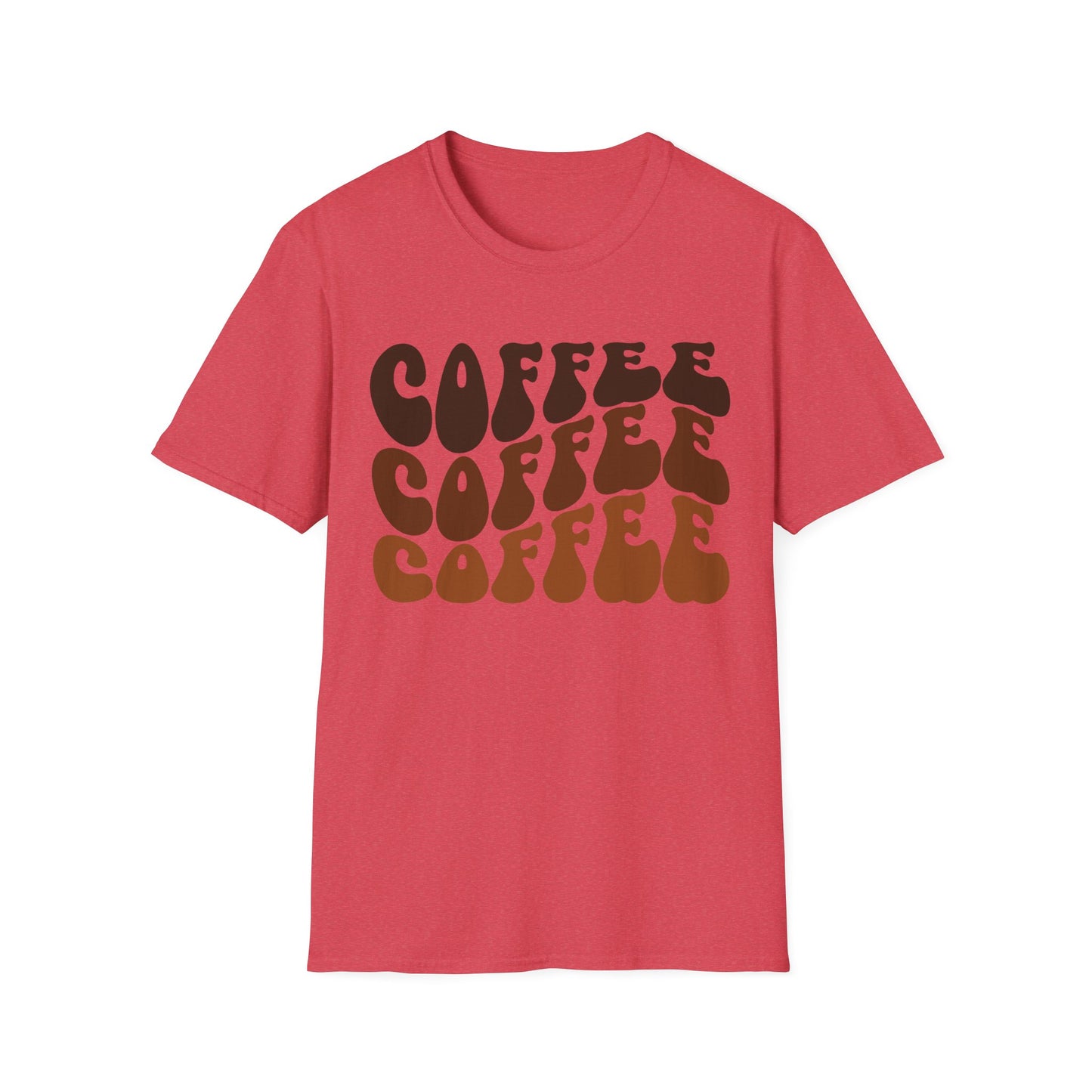 Coffee Repeat T-Shirt — Retro Brown Typography Tee for Coffee Lovers
