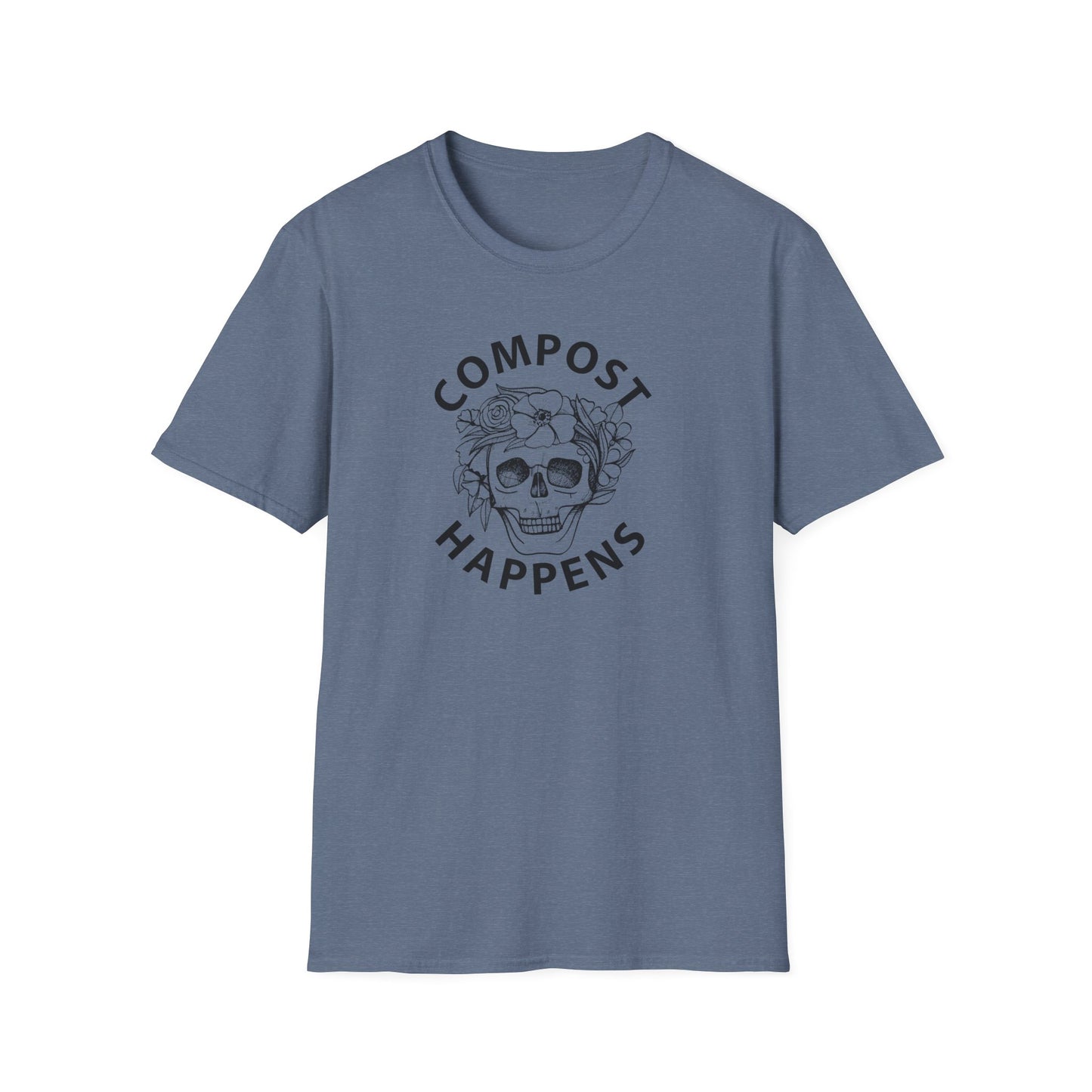 Compost Happens T-Shirt — Skull Floral Eco-Friendly Gardening Tee