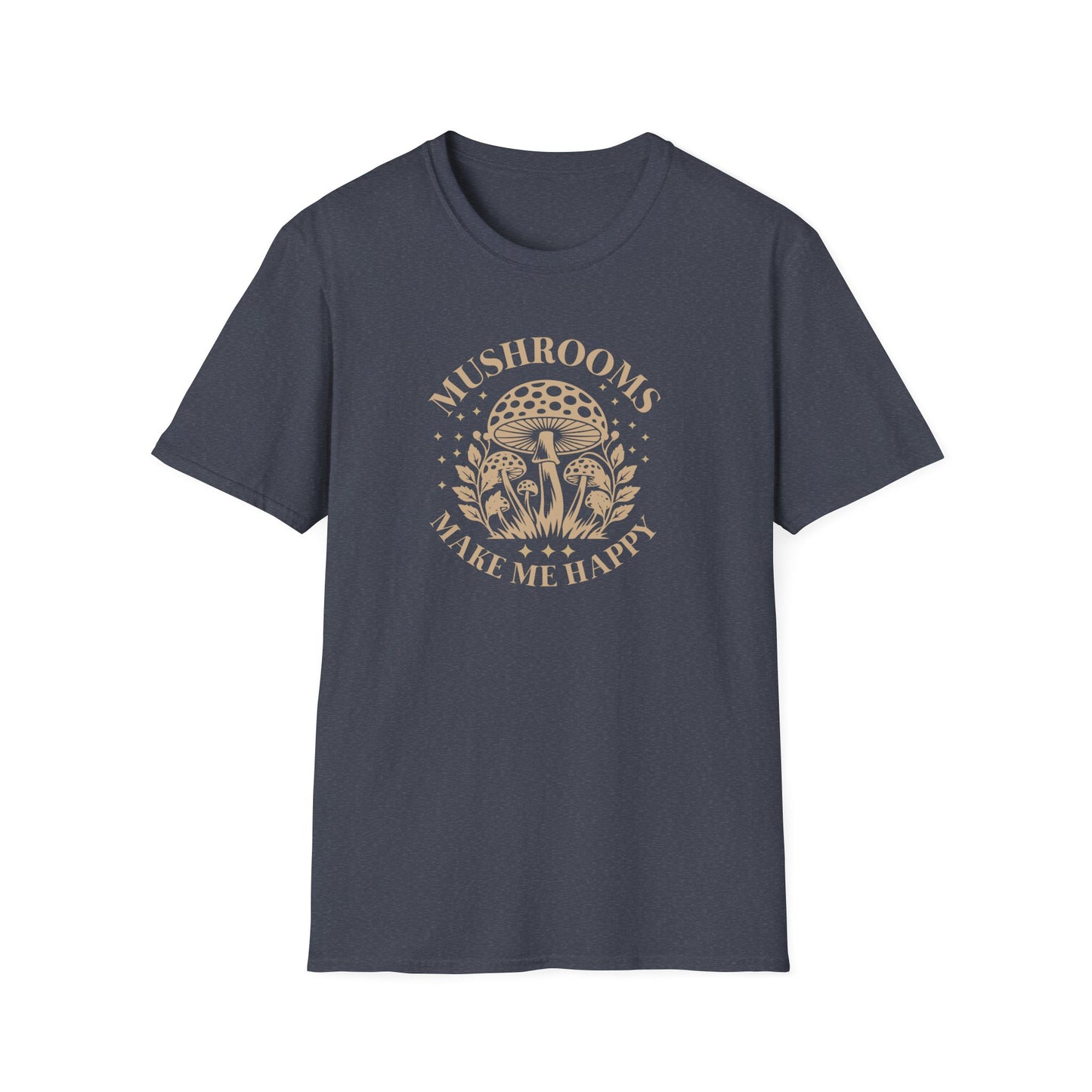 Mushrooms Make Me Happy T-Shirt — Retro Botanical Mushroom Graphic Tee