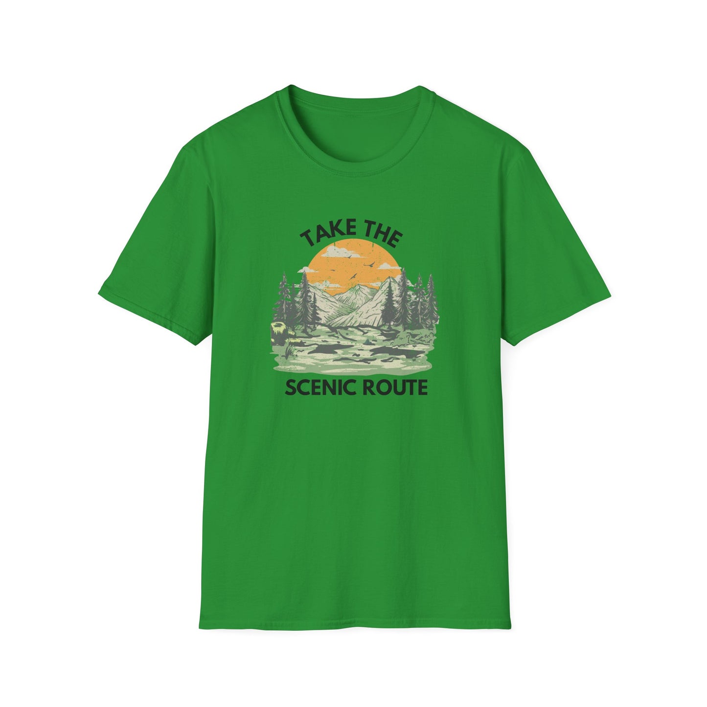 Take The Scenic Route T-Shirt — Vintage Mountain Sunset Outdoor Tee