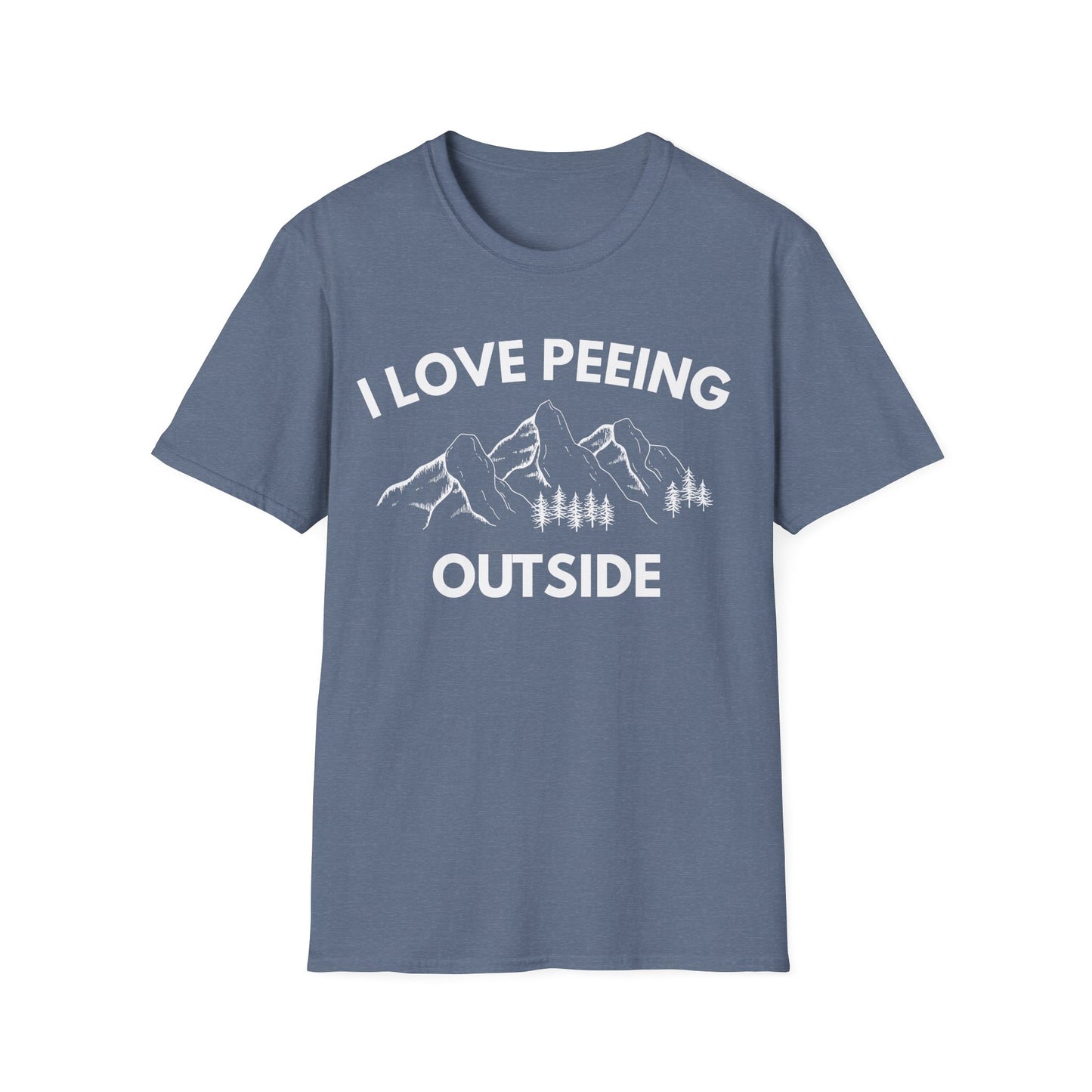 I Love Peeing Outside T-Shirt — Funny Outdoor Camping Tee with Mountain Graphic