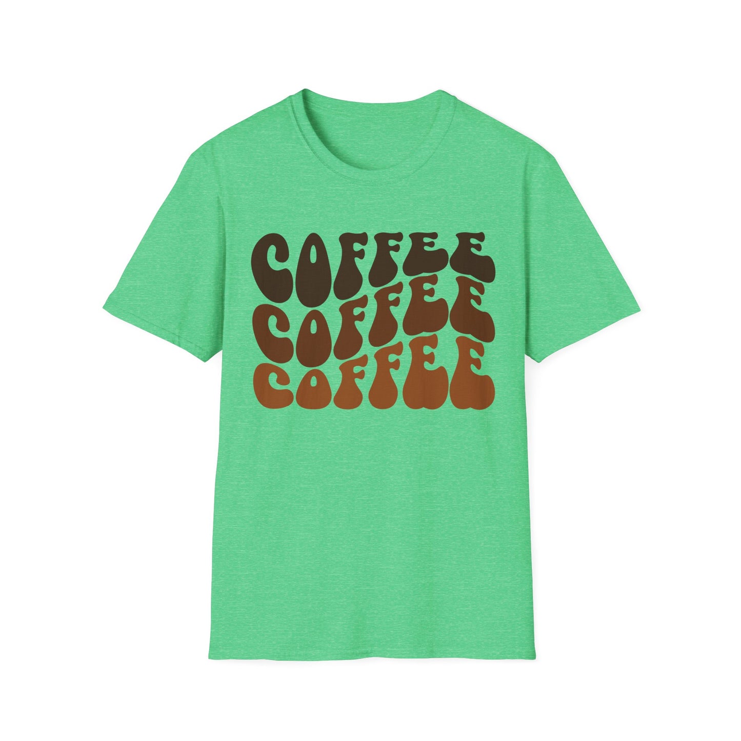 Coffee Repeat T-Shirt — Retro Brown Typography Tee for Coffee Lovers