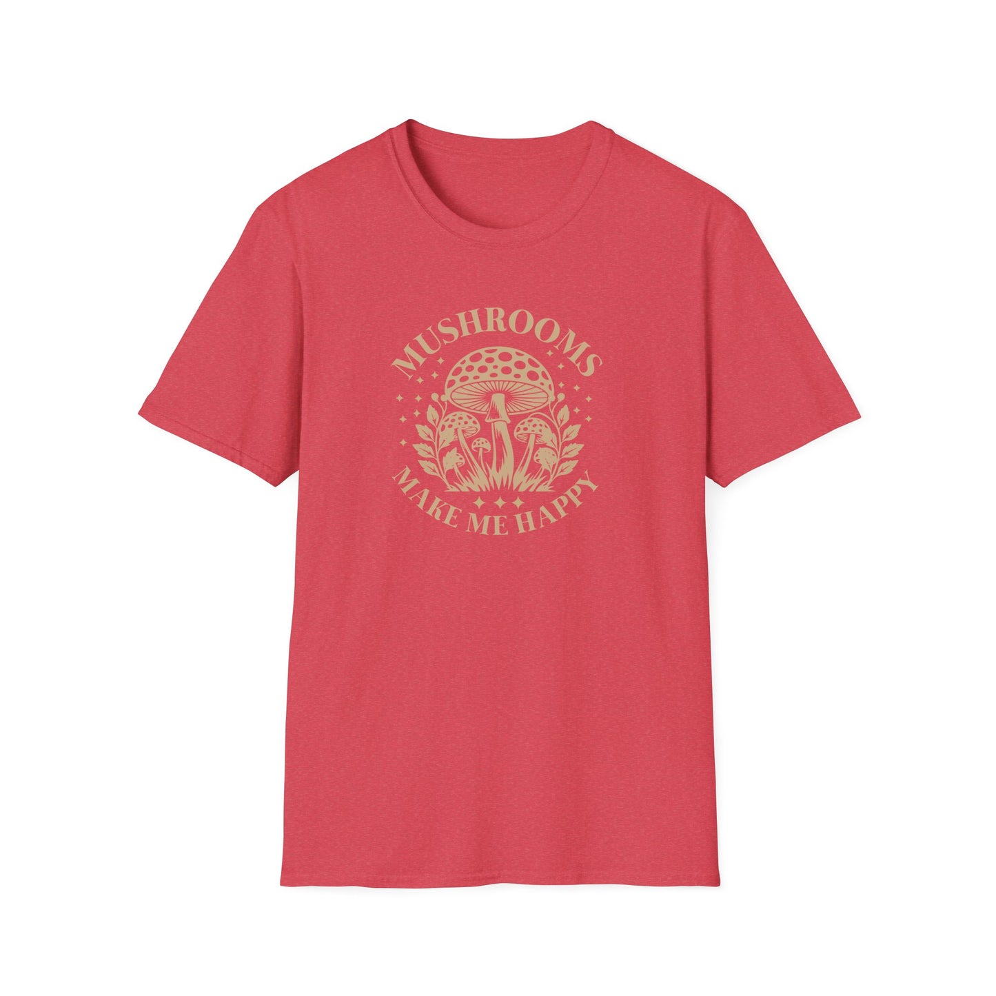 Mushrooms Make Me Happy T-Shirt — Retro Botanical Mushroom Graphic Tee