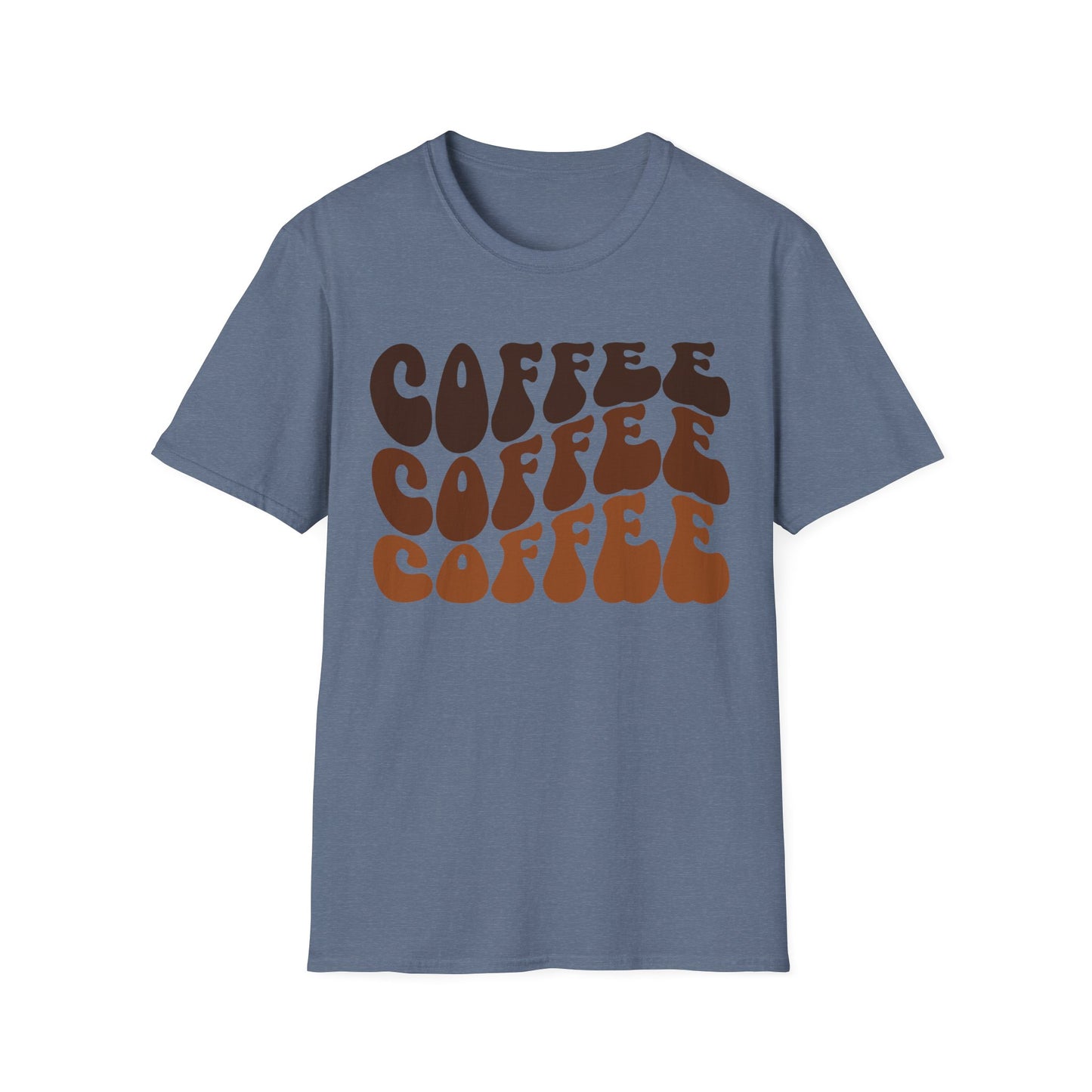 Coffee Repeat T-Shirt — Retro Brown Typography Tee for Coffee Lovers