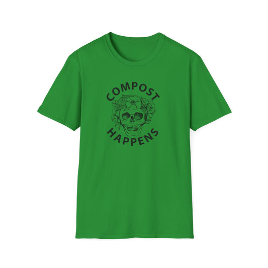 Compost Happens T-Shirt — Skull Floral Eco-Friendly Gardening Tee