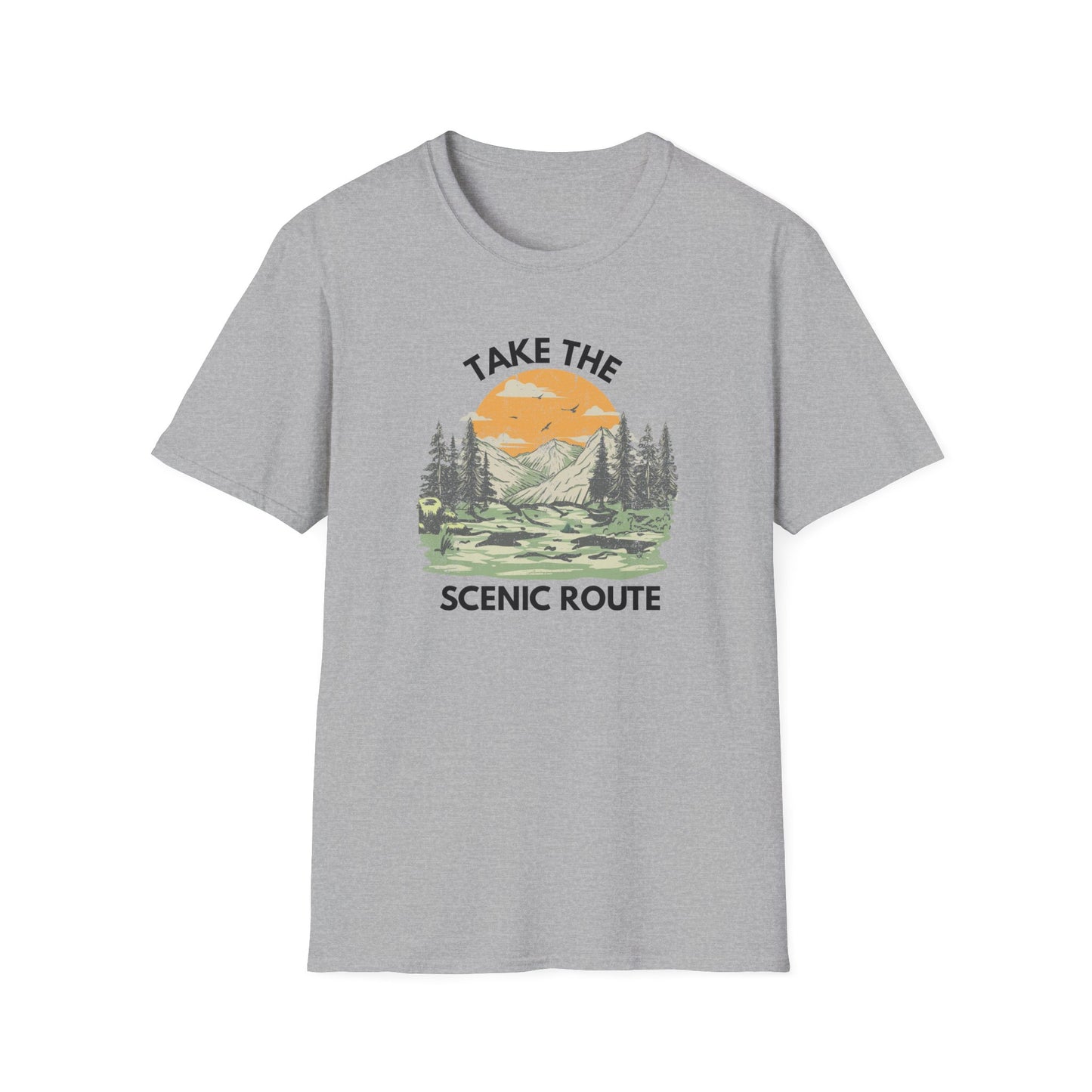 Take The Scenic Route T-Shirt — Vintage Mountain Sunset Outdoor Tee