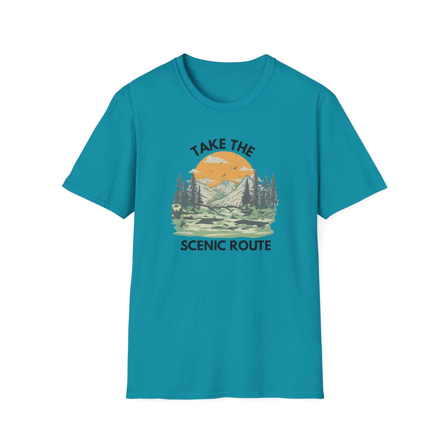 Take The Scenic Route T-Shirt — Vintage Mountain Sunset Outdoor Tee