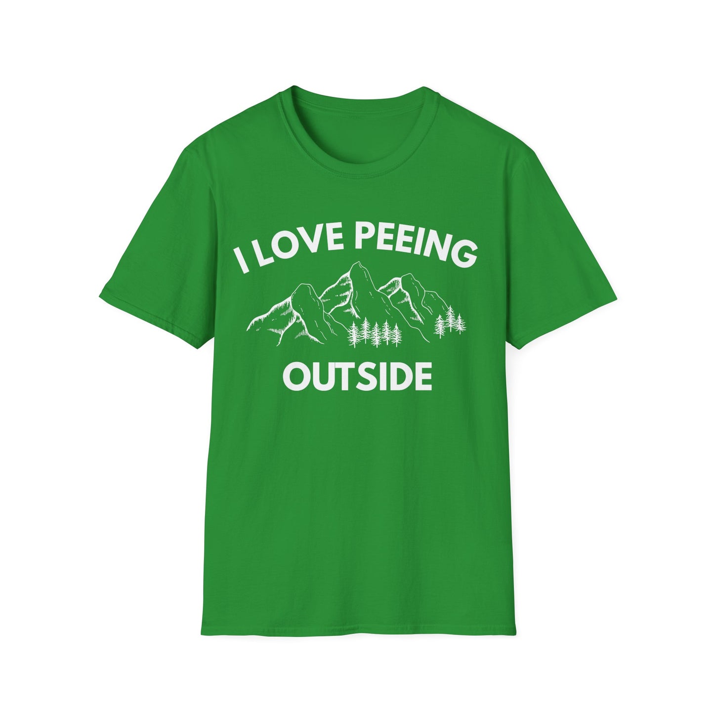 I Love Peeing Outside T-Shirt — Funny Outdoor Camping Tee with Mountain Graphic