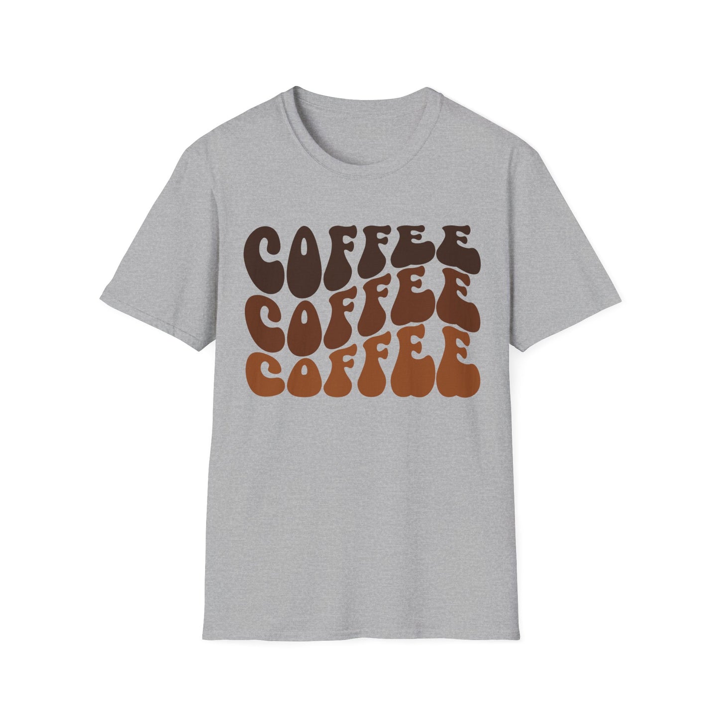 Coffee Repeat T-Shirt — Retro Brown Typography Tee for Coffee Lovers