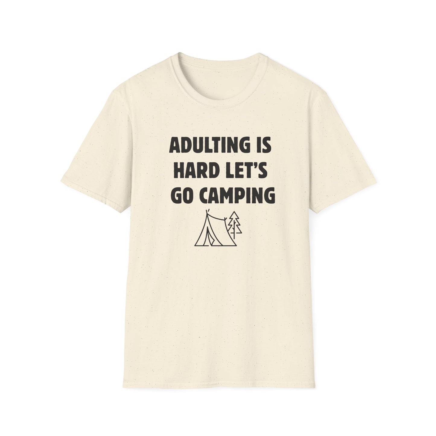 Camping T‑Shirt — "Adulting Is Hard Let’s Go Camping" Casual Outdoor Tee