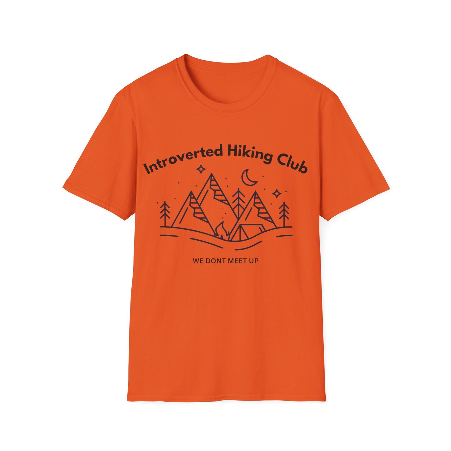 Introverted Hiking Club T-Shirt — 'We Don’t Meet Up' Minimal Mountain Tee