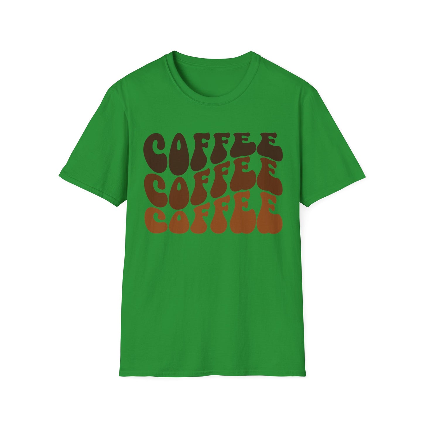 Coffee Repeat T-Shirt — Retro Brown Typography Tee for Coffee Lovers