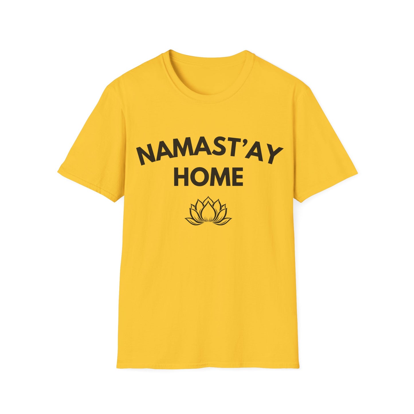 Namast'ay Home T-Shirt — Funny Yoga Lotus Tee for Homebodies