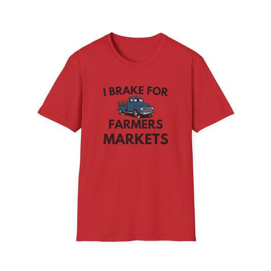 Farmers Market T-Shirt - "I Brake For Farmers Markets" Vintage Truck Tee
