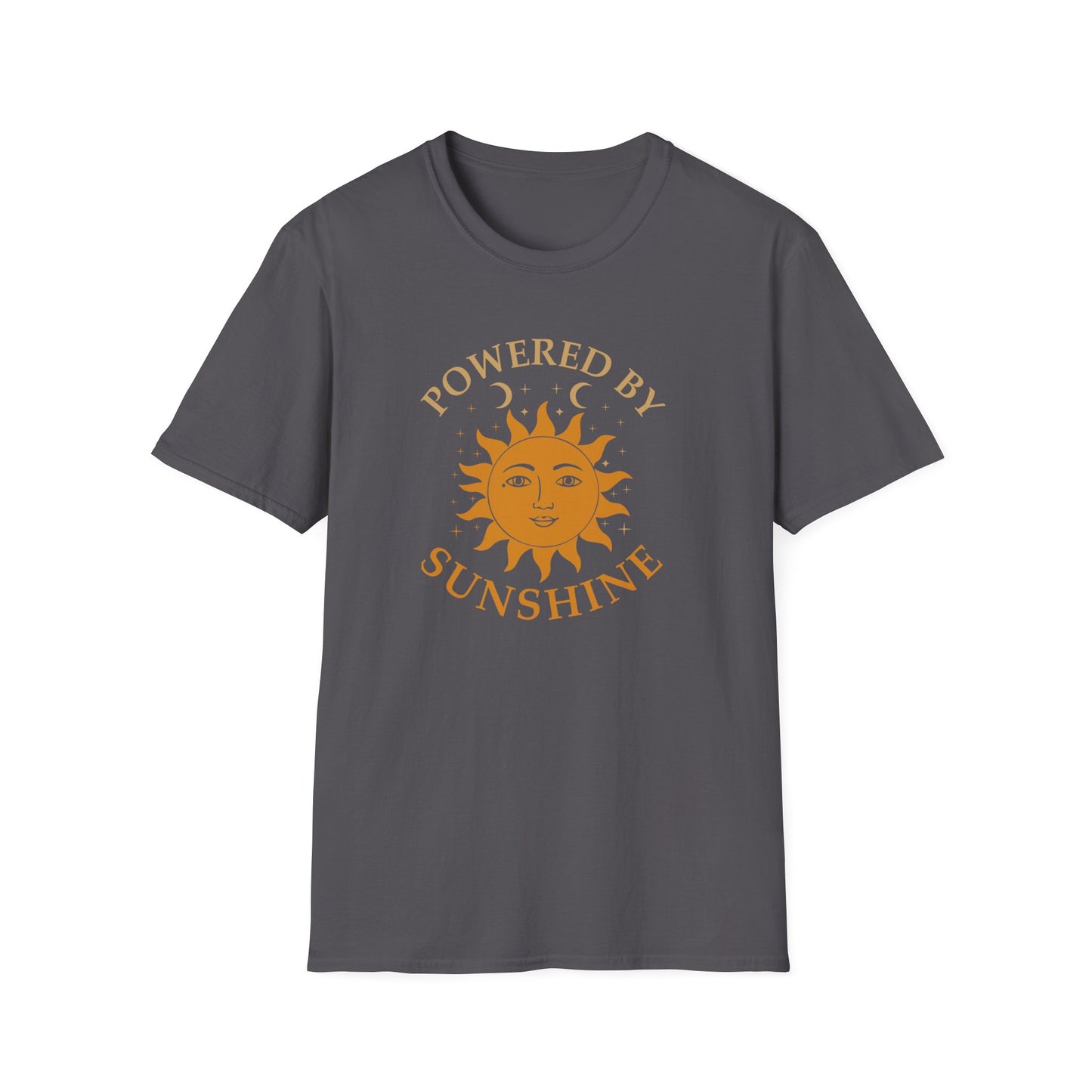 Powered by Sunshine T-Shirt — Retro Sun Graphic Tee