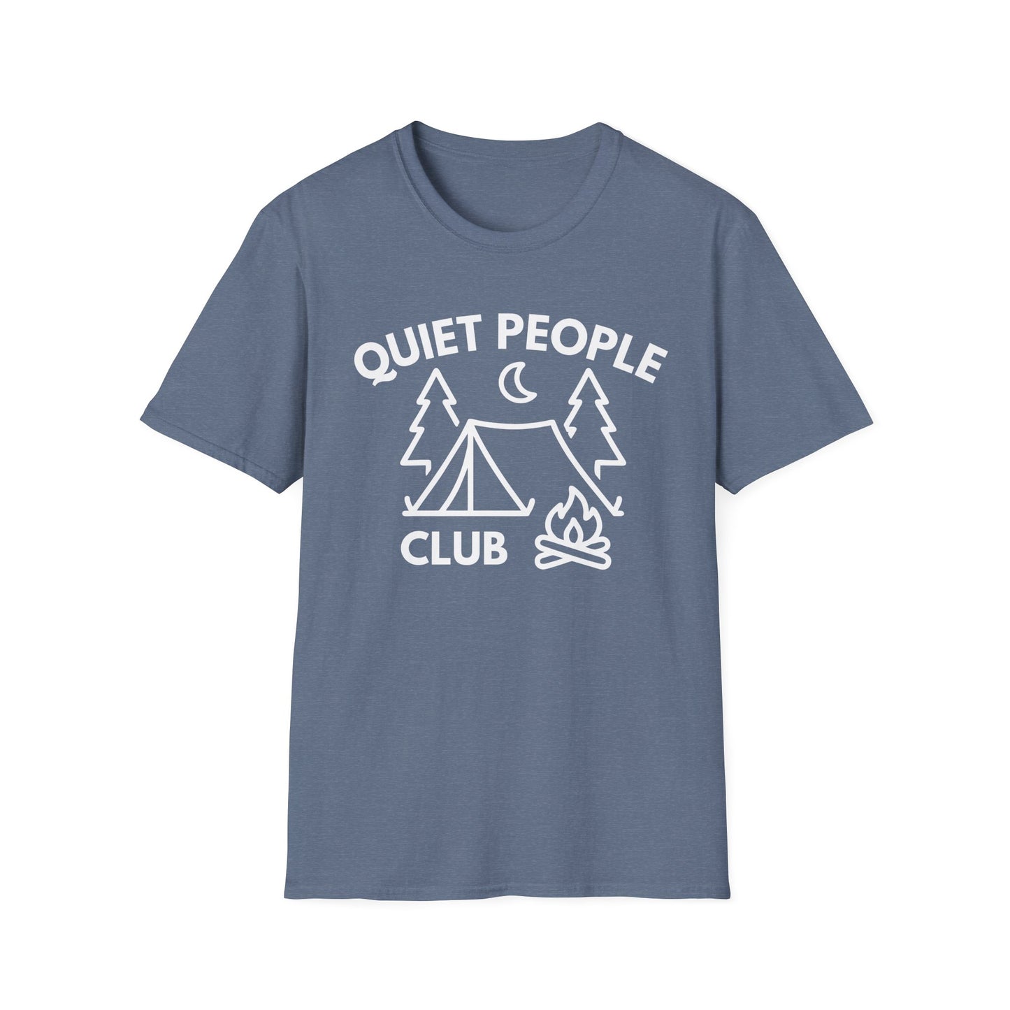 Quiet People Club T-Shirt — Camping Tent Moon Graphic Tee