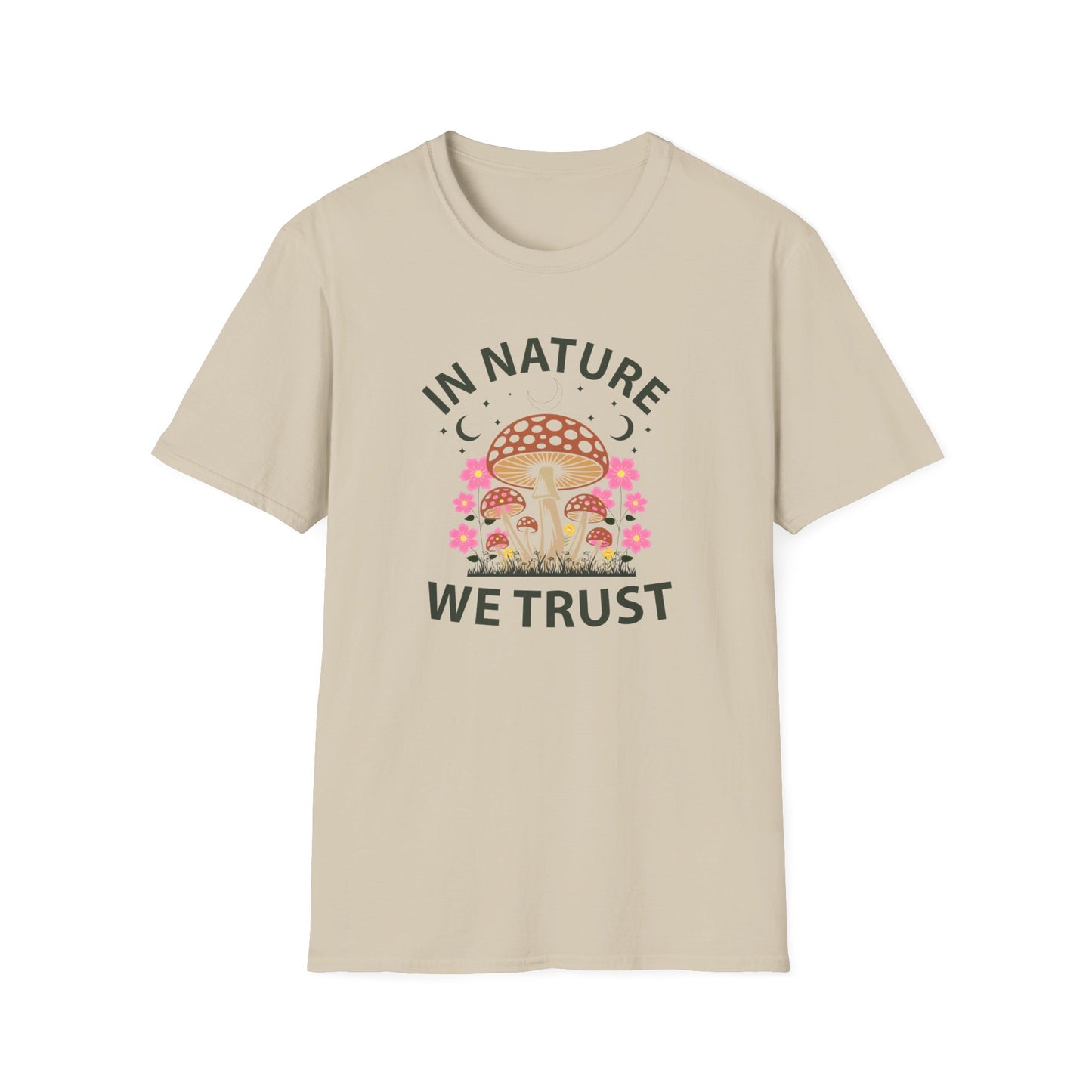 In Nature We Trust Mushroom T-Shirt — Floral Psychedelic Nature Tee