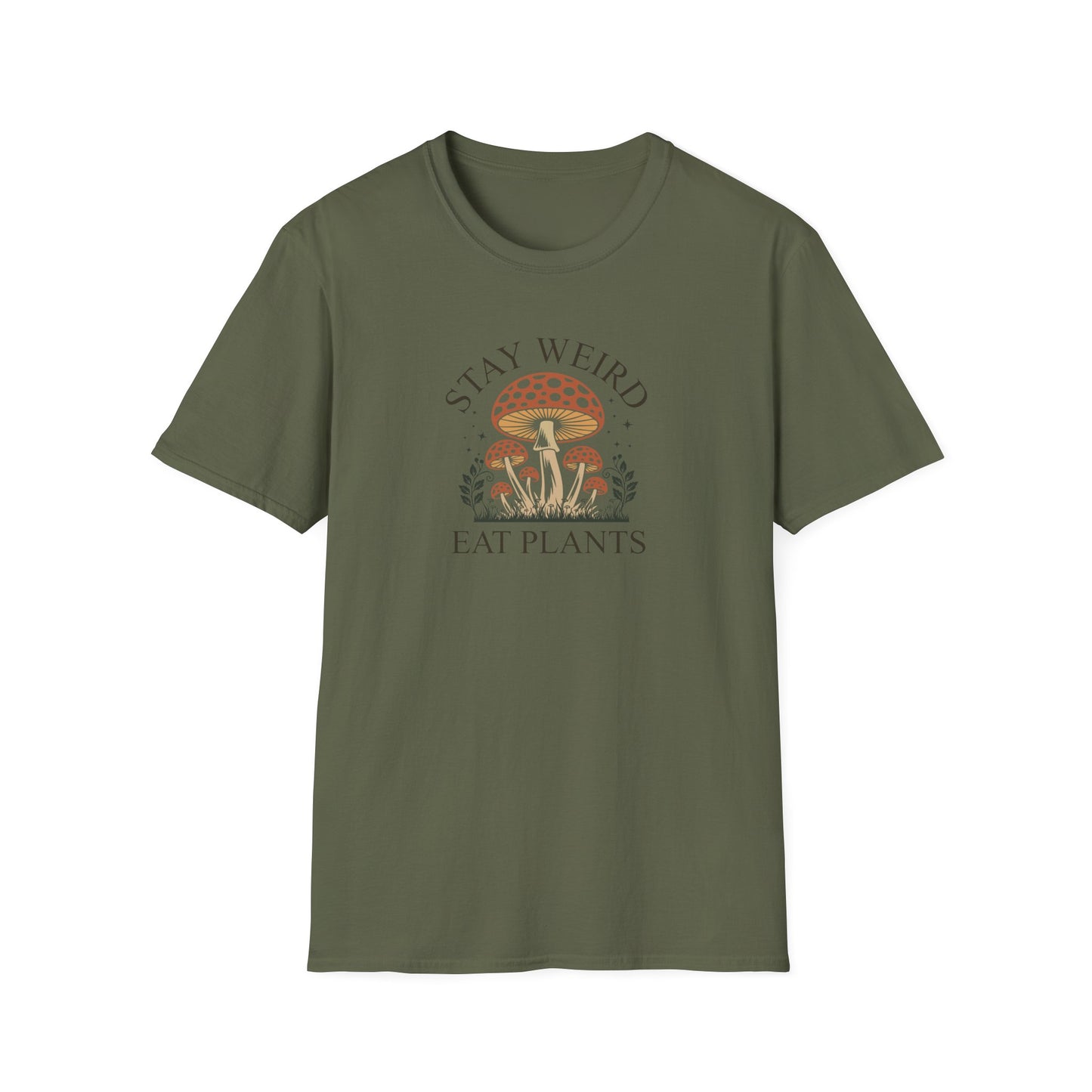 Stay Weird Eat Plants T-Shirt — Mushroom Graphic Vegan Tee