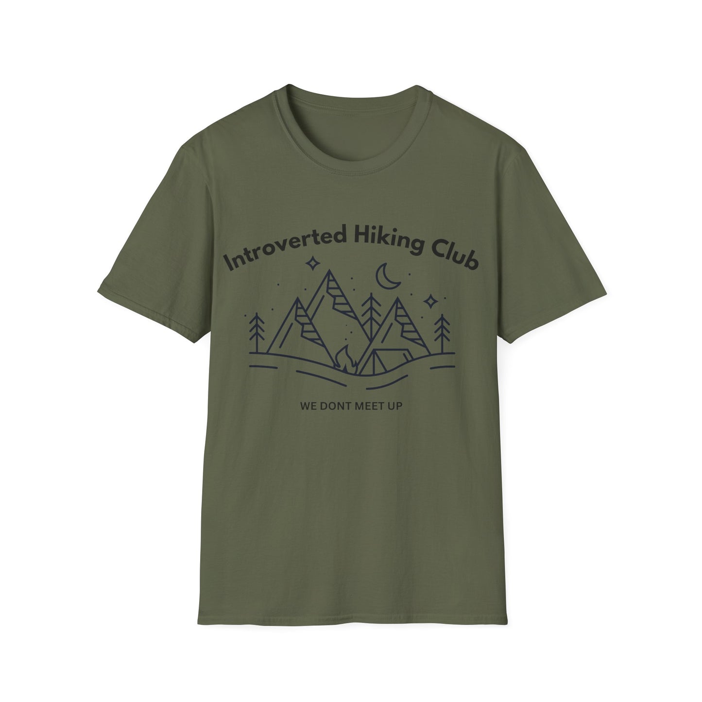 Introverted Hiking Club T-Shirt — 'We Don’t Meet Up' Minimal Mountain Tee