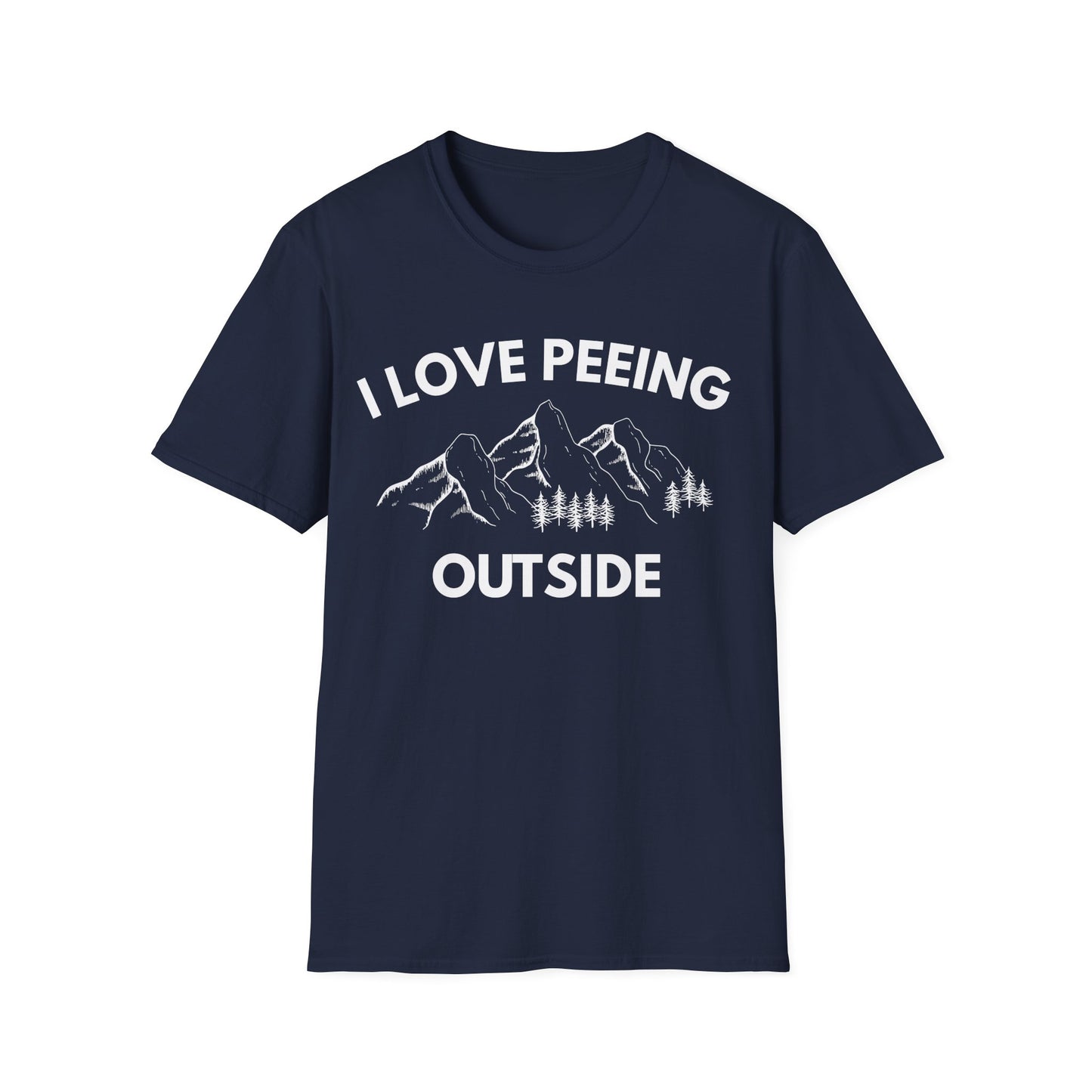 I Love Peeing Outside T-Shirt — Funny Outdoor Camping Tee with Mountain Graphic