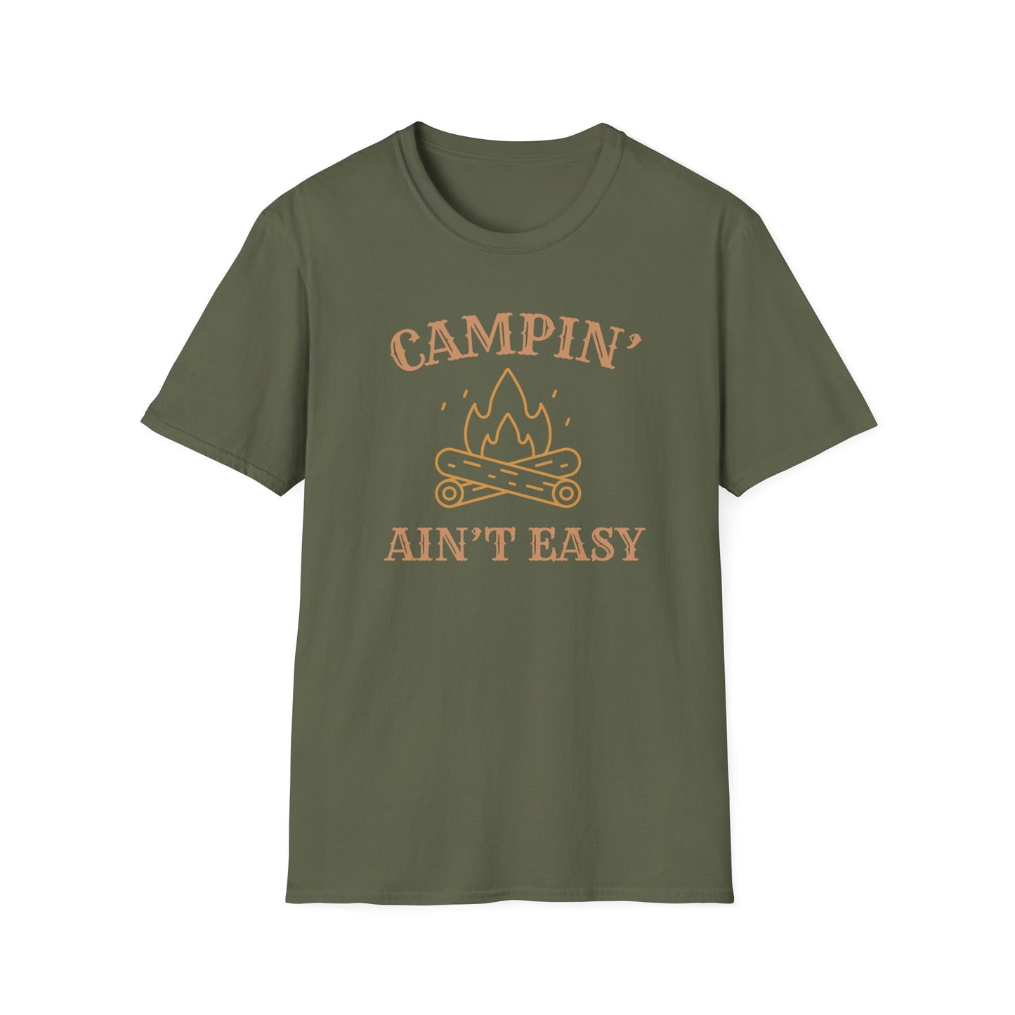 Campin' Ain't Easy T-Shirt — Retro Campfire Graphic Tee for Outdoor Lovers