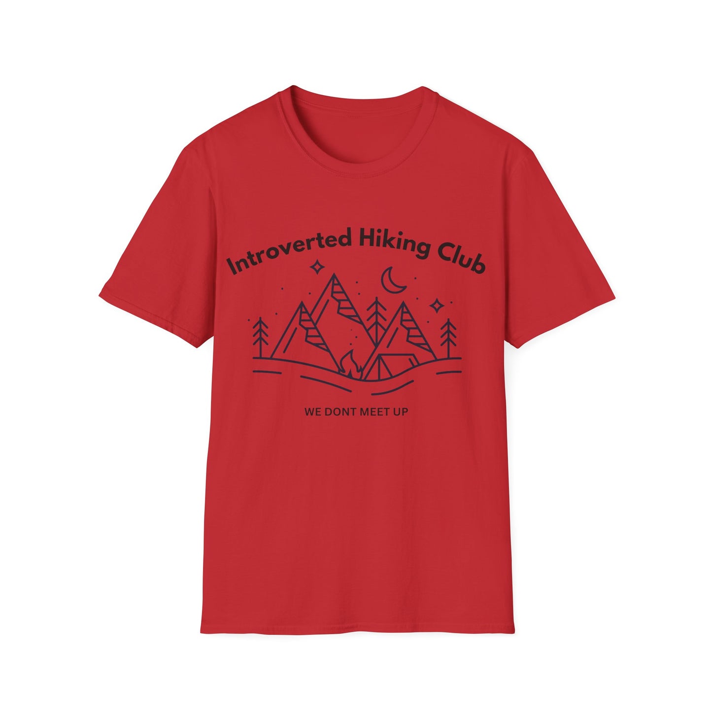 Introverted Hiking Club T-Shirt — 'We Don’t Meet Up' Minimal Mountain Tee