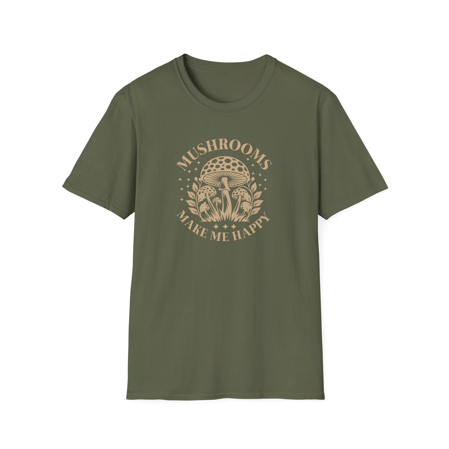 Mushrooms Make Me Happy T-Shirt — Retro Botanical Mushroom Graphic Tee