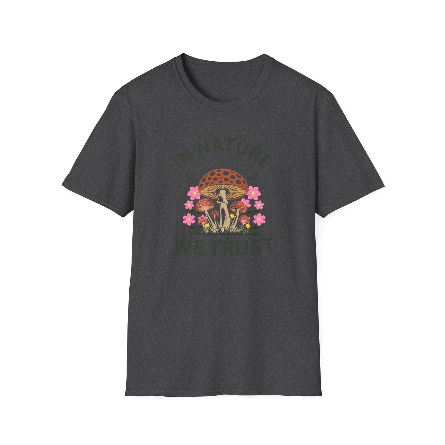 In Nature We Trust Mushroom T-Shirt — Floral Psychedelic Nature Tee