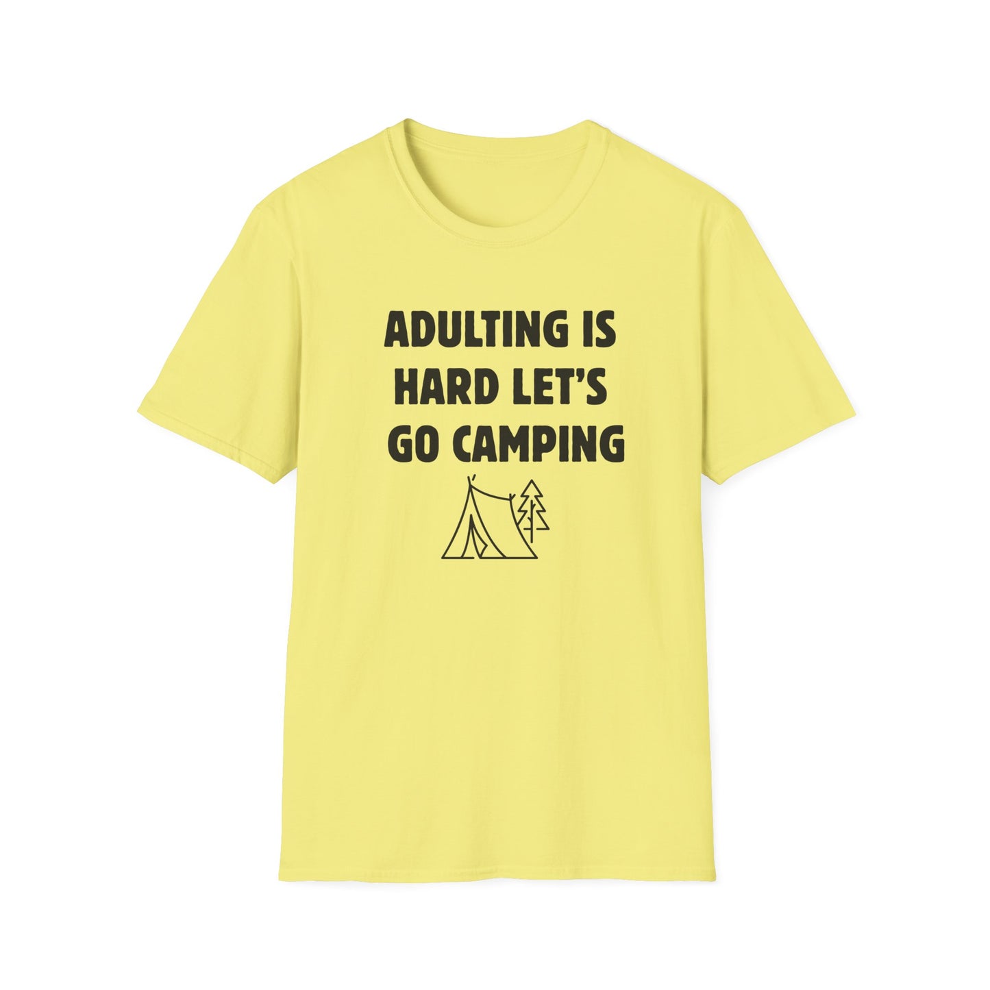 Camping T‑Shirt — "Adulting Is Hard Let’s Go Camping" Casual Outdoor Tee