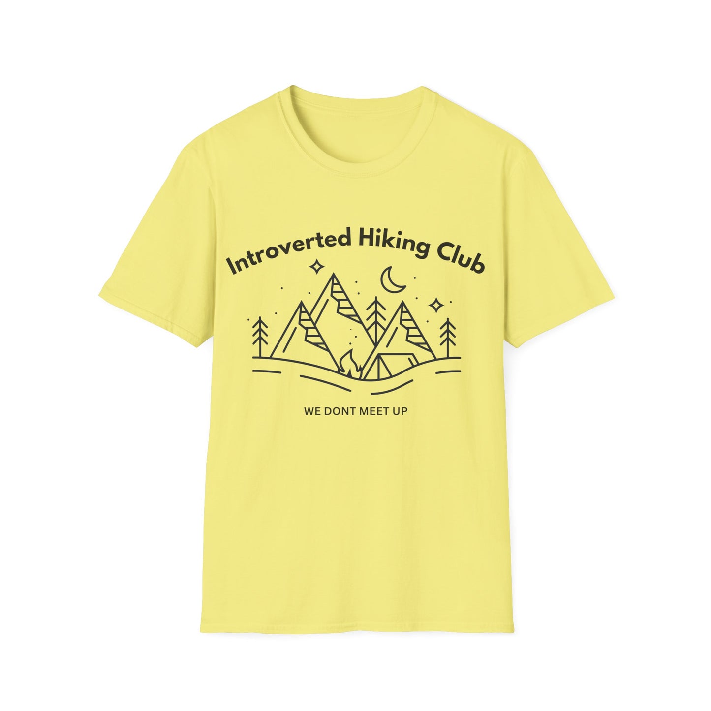 Introverted Hiking Club T-Shirt — 'We Don’t Meet Up' Minimal Mountain Tee