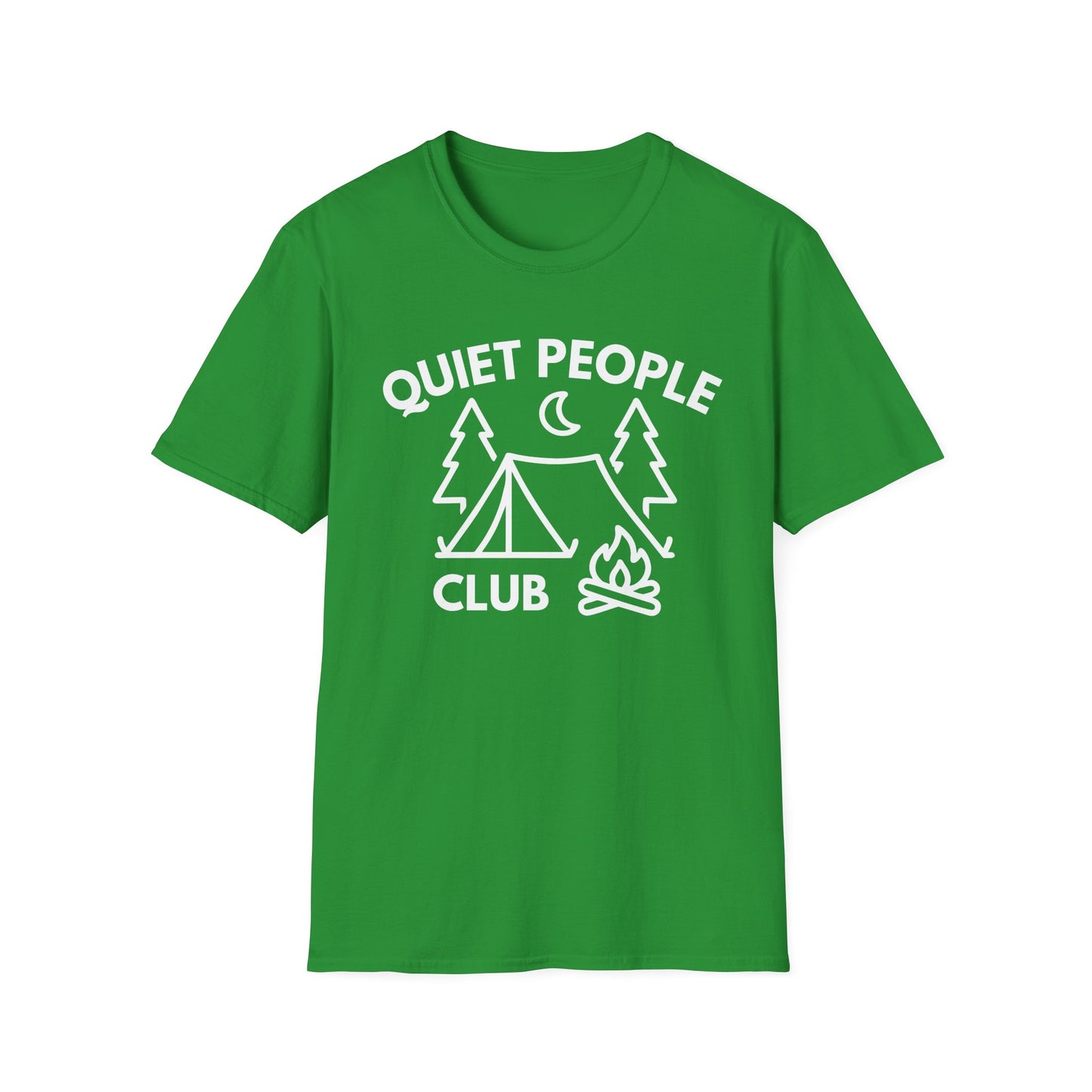 Quiet People Club T-Shirt — Camping Tent Moon Graphic Tee