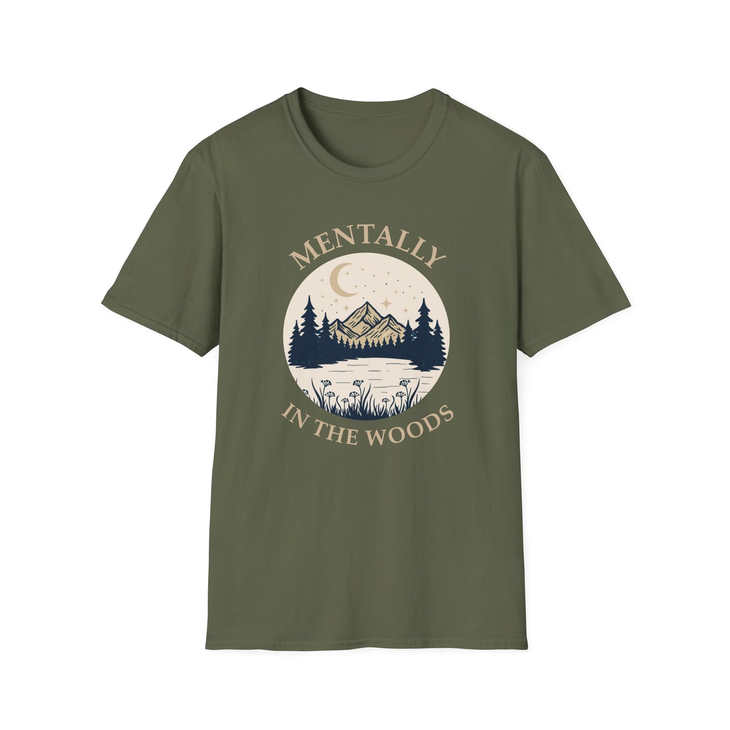 Mentally in the Woods T-Shirt — Vintage Mountain Camping Tee for Nature Lovers