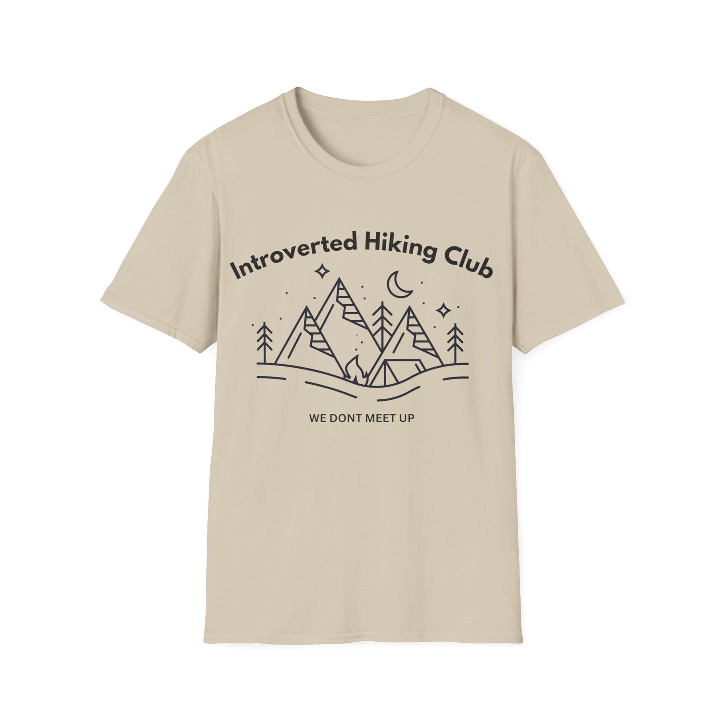 Introverted Hiking Club T-Shirt — 'We Don’t Meet Up' Minimal Mountain Tee