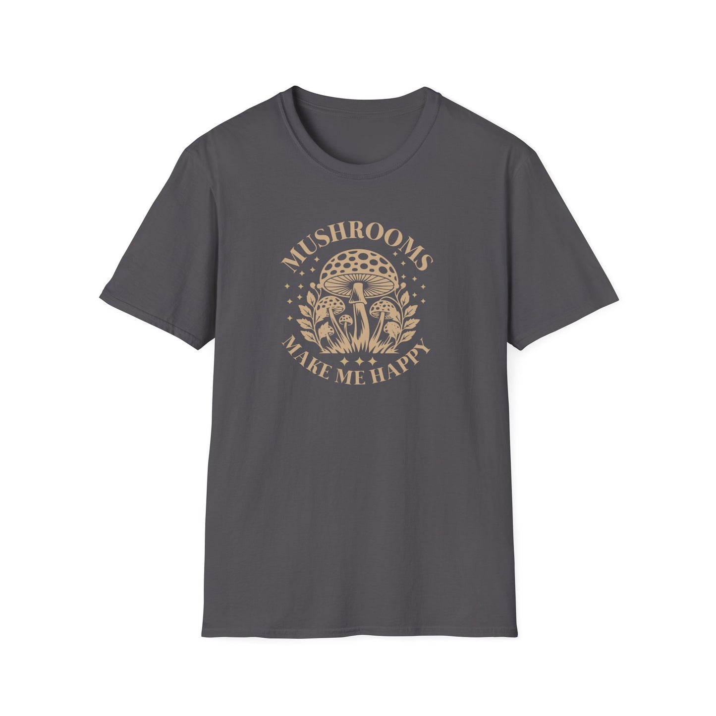 Mushrooms Make Me Happy T-Shirt — Retro Botanical Mushroom Graphic Tee