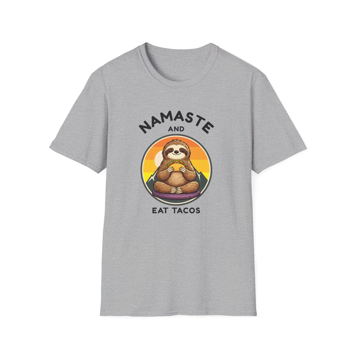 T-Shirt — Namaste and Eat Tacos Sloth Graphic
