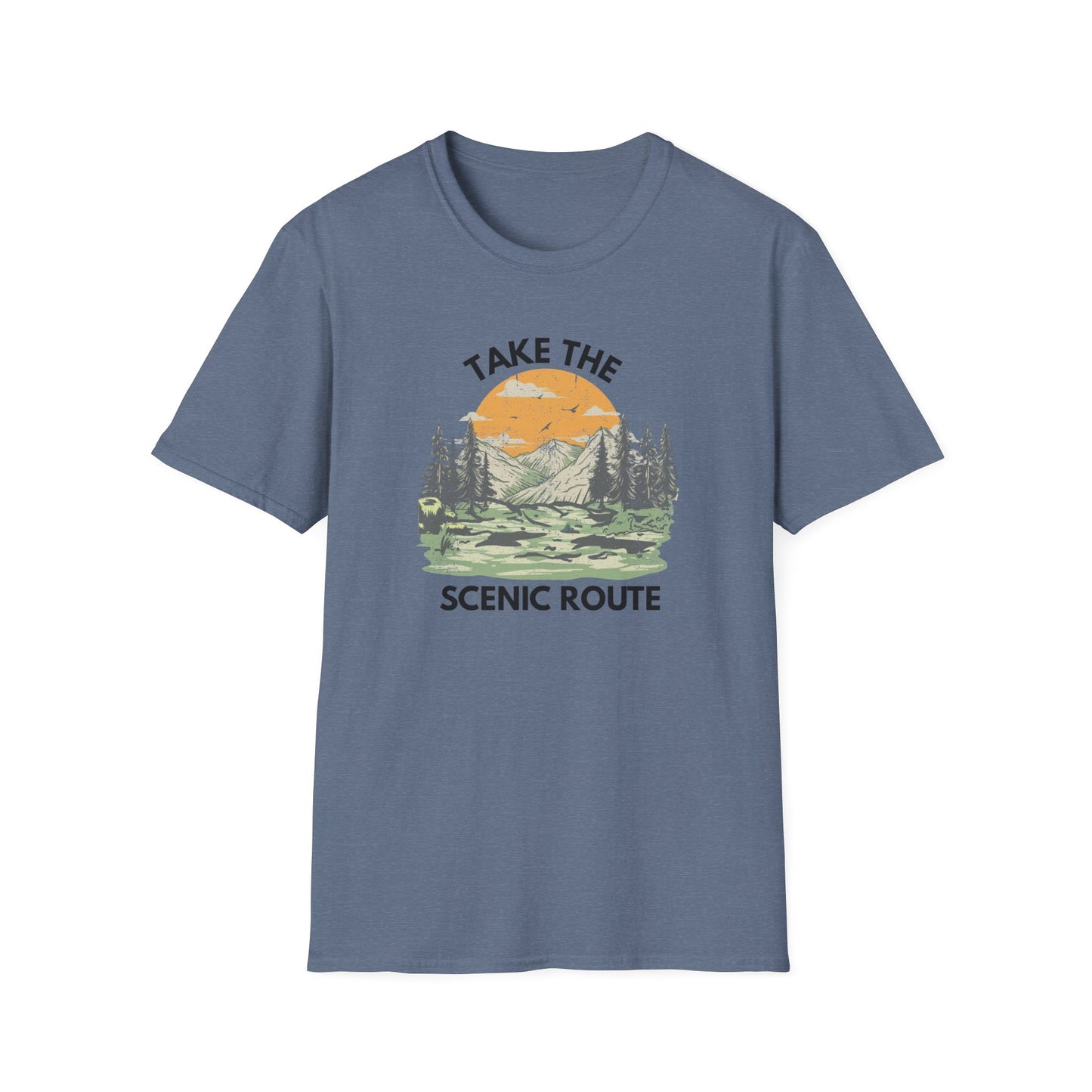 Take The Scenic Route T-Shirt — Vintage Mountain Sunset Outdoor Tee