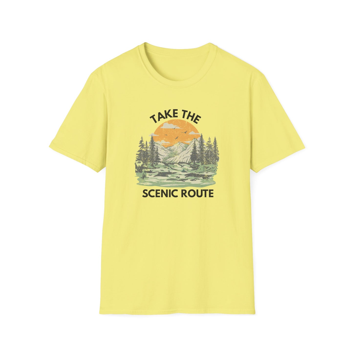 Take The Scenic Route T-Shirt — Vintage Mountain Sunset Outdoor Tee