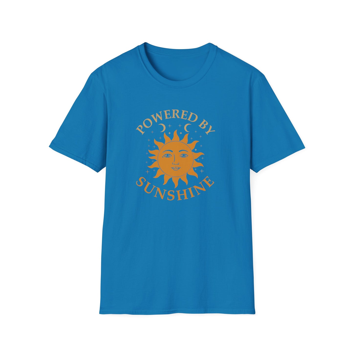 Powered by Sunshine T-Shirt — Retro Sun Graphic Tee