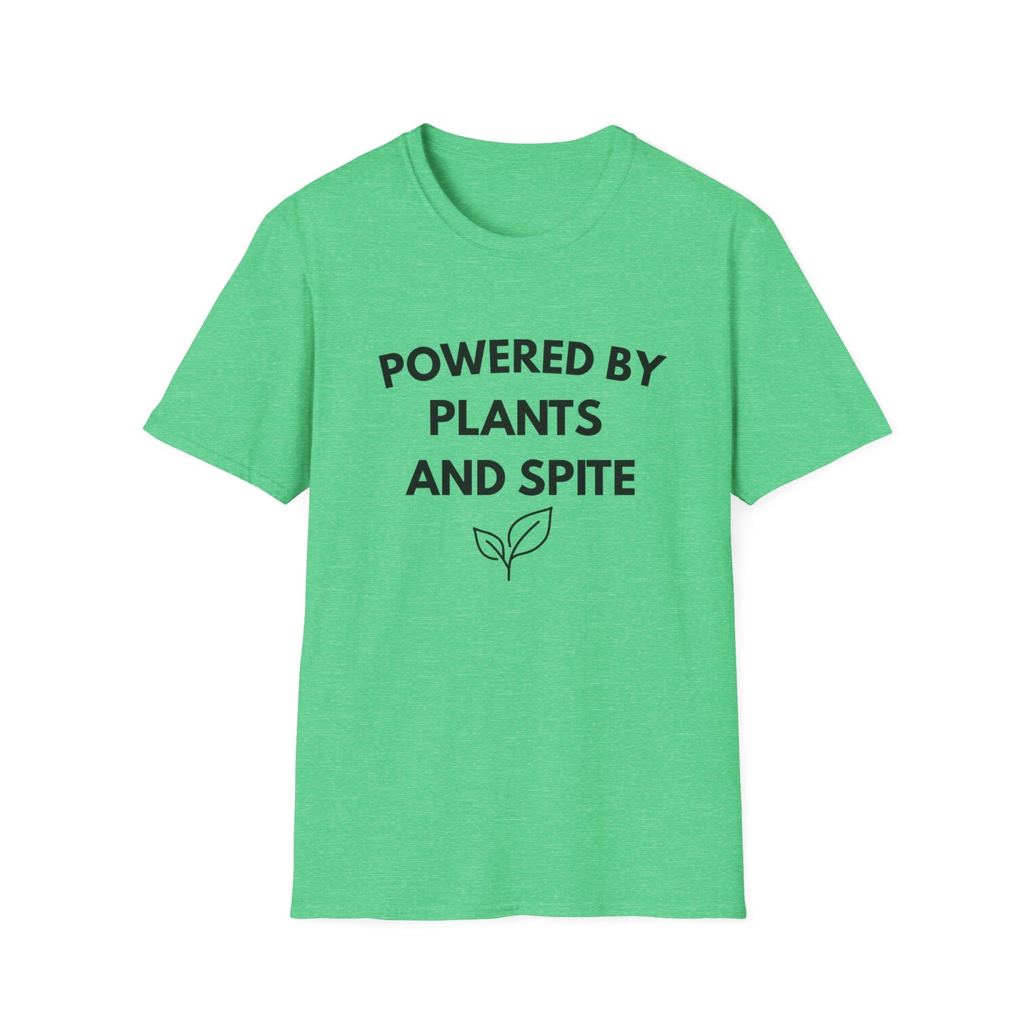 Powered by Plants and Spite T-Shirt — Funny Vegan Plant-Lover Tee