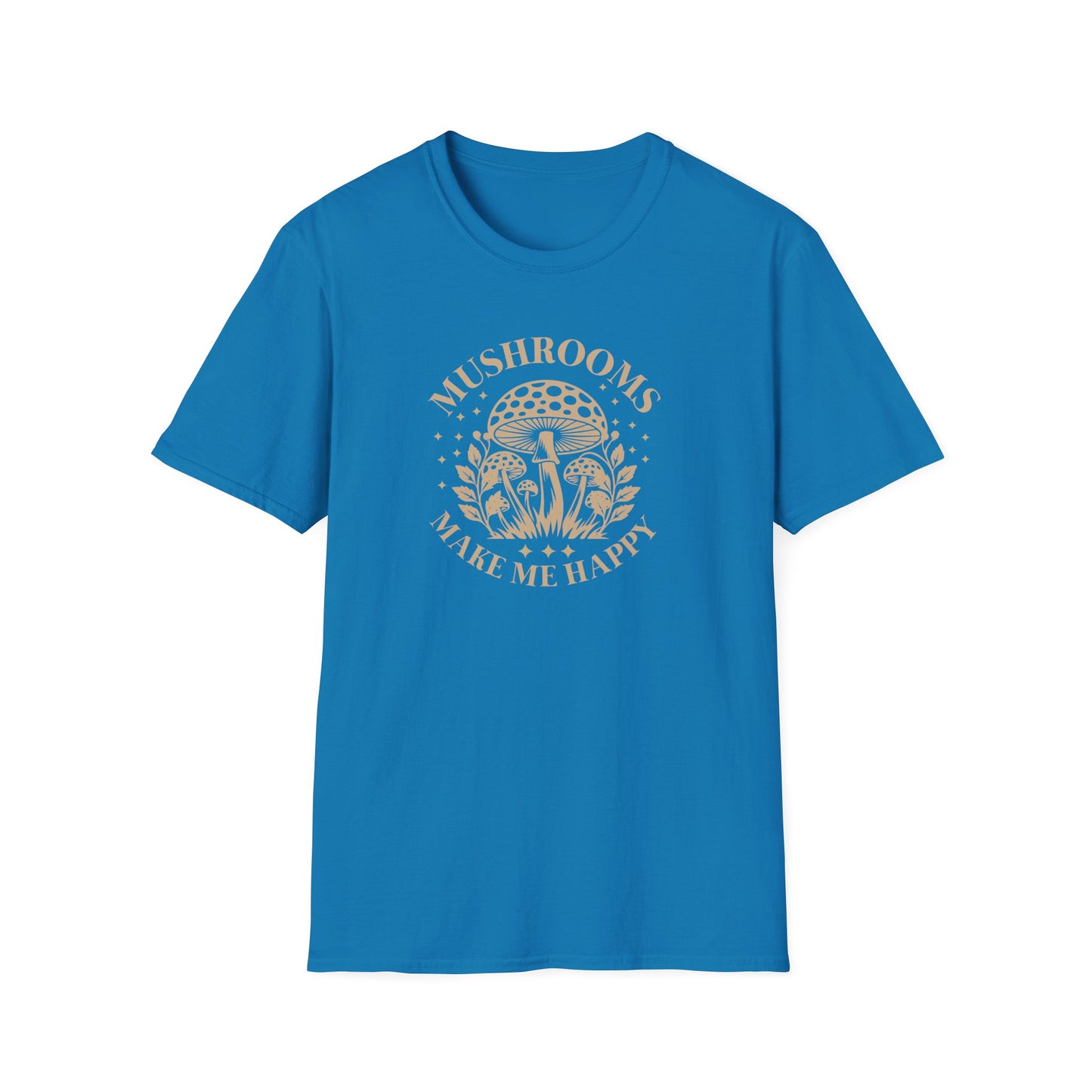 Mushrooms Make Me Happy T-Shirt — Retro Botanical Mushroom Graphic Tee