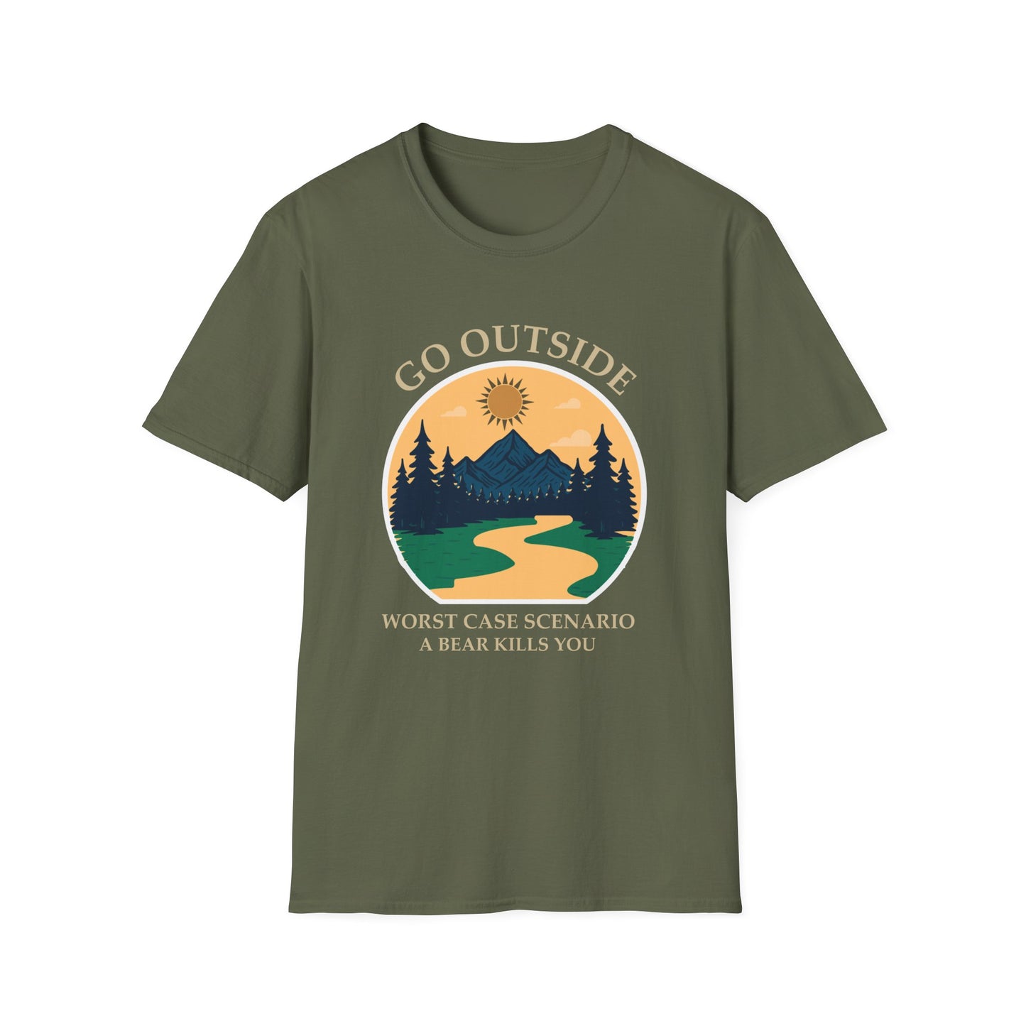 Go Outside Camping T-Shirt - 'Go Outside' Nature Graphic Tee for Hikers & Outdoor Lovers