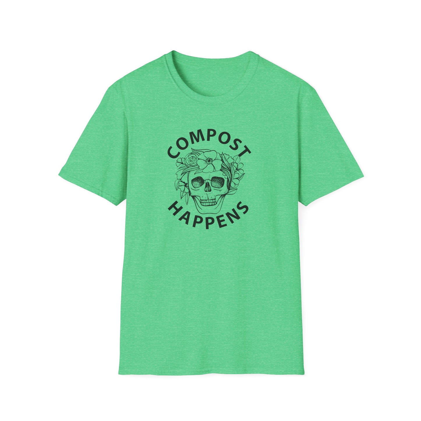 Compost Happens T-Shirt — Skull Floral Eco-Friendly Gardening Tee