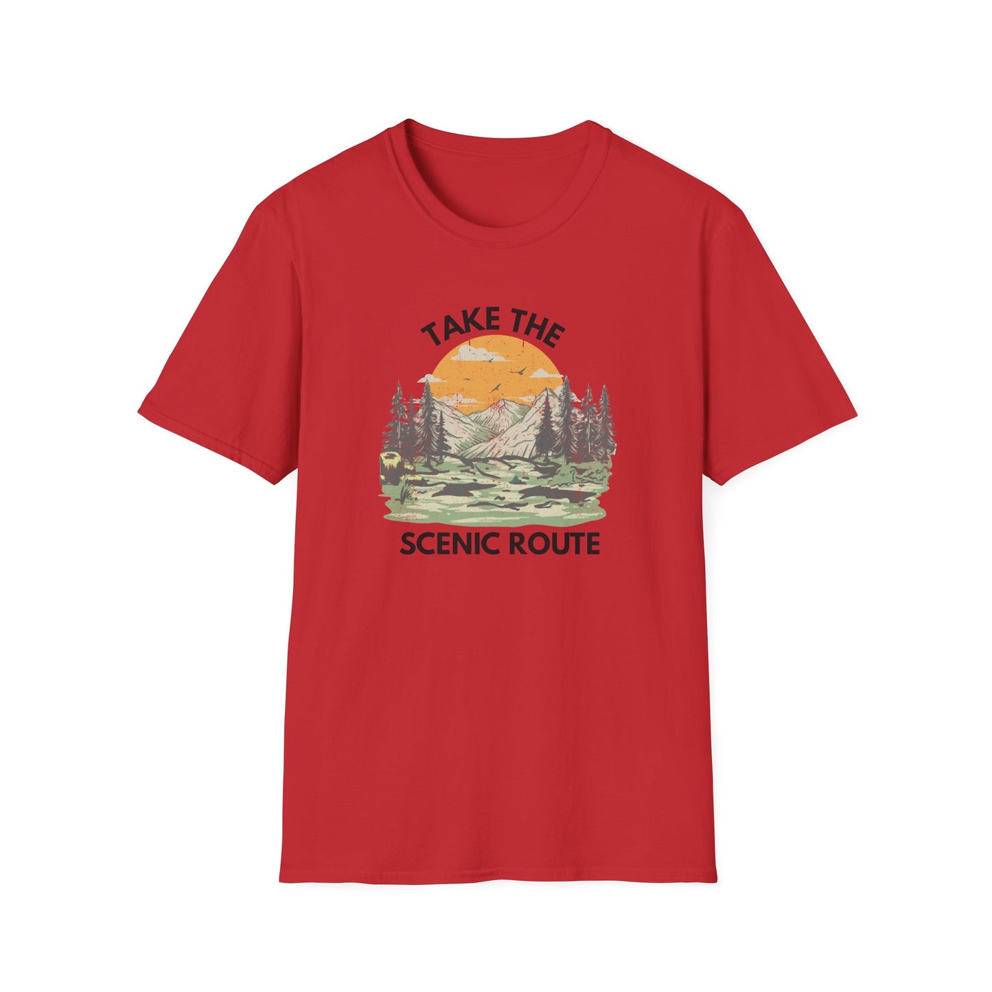 Take The Scenic Route T-Shirt — Vintage Mountain Sunset Outdoor Tee