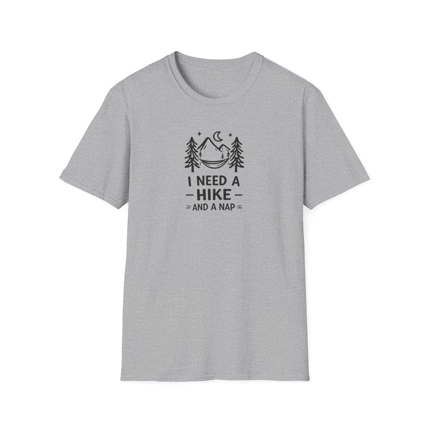 I Need a Hike and a Nap T-Shirt — Camping Graphic Tee for Outdoorsy Relaxation