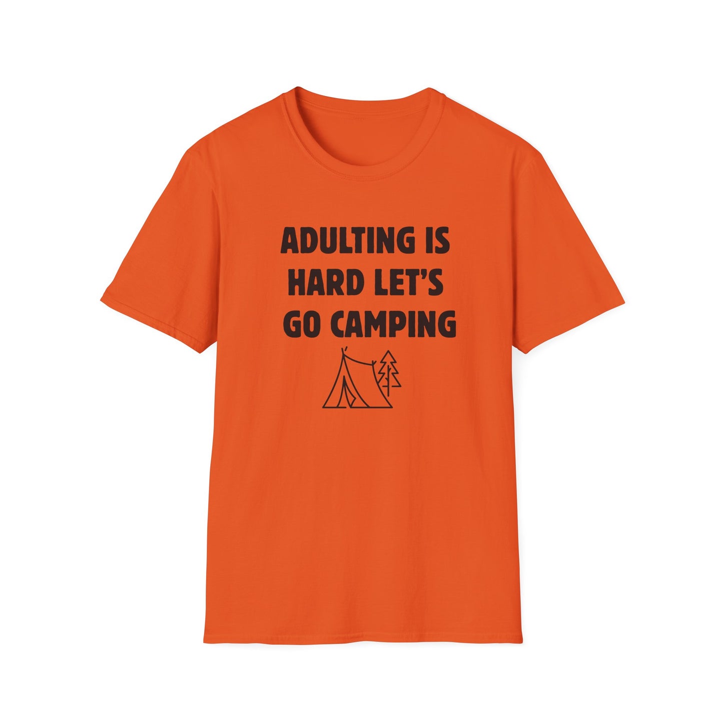 Camping T‑Shirt — "Adulting Is Hard Let’s Go Camping" Casual Outdoor Tee