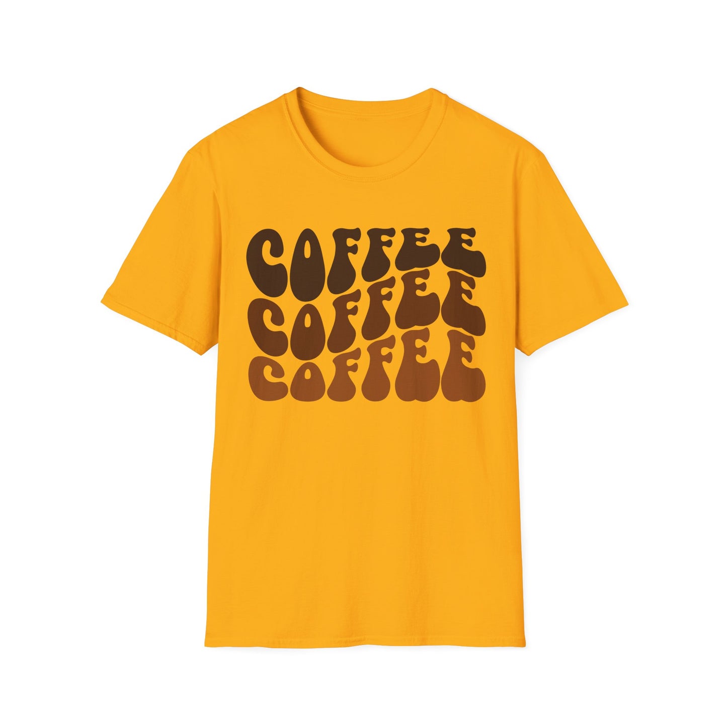Coffee Repeat T-Shirt — Retro Brown Typography Tee for Coffee Lovers